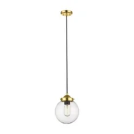 Lampy sufitowe - Zuma Line LAMPA wisząca RIANO P0454-01D-F7AC szklana OPRAWA kula ZWIS loftowy ball złoty czarny przezroczysty P0454-01D-F7AC - miniaturka - grafika 1
