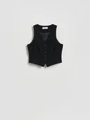 Marynarki i żakiety damskie - Reserved - Garniturowa kamizelka z wiskozą - czarny - miniaturka - grafika 1