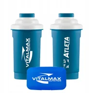 Shakery i bidony sportowe - VITALMAX ZESTAW SHAKER 600ML NIEBIESKI + PILLBOX PUDEŁKO NA TABLETKI - miniaturka - grafika 1