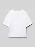 Koszulki dla dziewczynek - T-shirt z wyhaftowanym logo - miniaturka - grafika 1