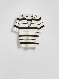 Reserved - Bawełniany sweter polo - wielobarwny - Swetry damskie - miniaturka - grafika 1