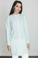 Koszule damskie - Miętowa Koszula -Tunika Zapinana Na Zatrzaski - miniaturka - grafika 1