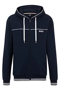 BOSS Męska bluza z kapturem Core Hooded Jacket z zamkiem błyskawicznym, lamówkami i haftowanym logo, granatowy, M - Bluzy męskie - miniaturka - grafika 1