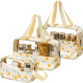 Kosmetyczki, organizery i kuferki - eCarla ECARLA Kosmetyczka - kuferek 3w1 KS113ZO-kremowa w kwiatki 1szt - miniaturka - grafika 1