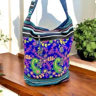 Torebki damskie - Torba Torebka Worek Listonoszka Bawełniana Na Ramię Styl Etniczny Prezent - miniaturka - grafika 1