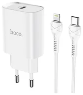 Ładowarki do telefonów - Hoco USB-C PD 20W Fast Charge Smart Charging z kablem Lightning 8-pin N14 biała - miniaturka - grafika 1