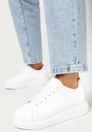 Moda i Uroda OUTLET - Białe Sneakersy z Perforacją na Grubej Podeszwie Rilee - miniaturka - grafika 1