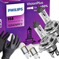 Żarówki samochodowe - Żarówki Philips H4 Vision Plus 60 12V 60/55W Homologacja W5W LED Rękawiczki - miniaturka - grafika 1