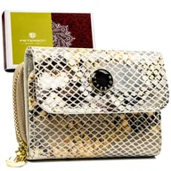 Portfele - Mały portfel damski wykonany ze skóry naturalnej ze wzorem imitującym skórę węża - Peterson - miniaturka - grafika 1