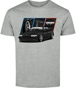 T-SHIRT MĘSKI MOTORYZACYJNA BMW 7 E38 M POWER KOSZULKA SZARA R-XS A585 - Koszulki męskie - miniaturka - grafika 1