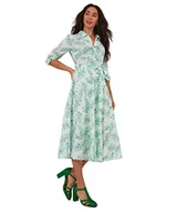 Sukienki - Joe Browns Damska sukienka midi z nadrukiem zielonych liści, wiązana talia, letnia, wielokolorowa, 10, multi, 36 - miniaturka - grafika 1