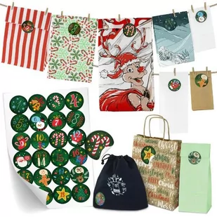 Kalendarz adwentowy EKO DIY 24 szt. ZESTAW naklejki - Ozdoby bożonarodzeniowe - miniaturka - grafika 1