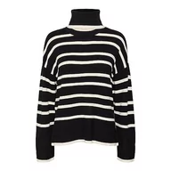 Swetry damskie - Bestseller A/S Damski sweter VMSABA LS Rollneck GA NOOS, czarne/paski: brzoza, XXL, Black/Stripes:birch, XXL - miniaturka - grafika 1