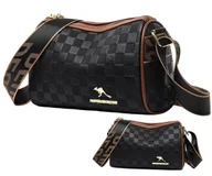 Torebki damskie - Elegancka czarna skórzana torebka damska na ramię listonoszka - miniaturka - grafika 1