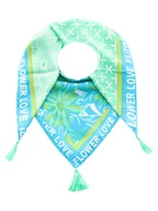 Apaszki i szaliki damskie - Zwillingsherz Chusta "Flower Love" w kolorze niebiesko-zielonym - 130 x 130 cm - miniaturka - grafika 1
