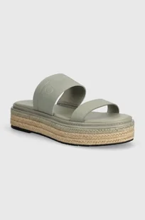 Calvin Klein klapki WEDGE SLIDE HE damskie kolor szary na platformie HW0HW01966 - Klapki i japonki damskie - miniaturka - grafika 1