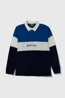 Bluzki dla chłopców - United Colors of Benetton longsleeve bawełniany dziecięcy kolor niebieski z aplikacją - grafika 1