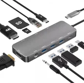 Huby USB - Hub Usb-C Hdmi 4K Vga Pd 100W Lan Gigabit Jack - miniaturka - grafika 1