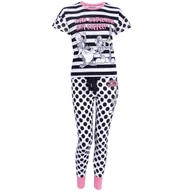 Piżamy damskie - Zwariowane Melodie Królik Bugs Czarno-biała piżama damska z długimi spodniami, bawełniana XS - miniaturka - grafika 1