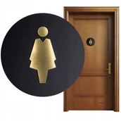 Tablice i flipcharty - TABLICZKA TOALETA WC PIKTOGRAM DAMSKA OZNACZENIE NA DRZWI GRAWER CZARNY - miniaturka - grafika 1