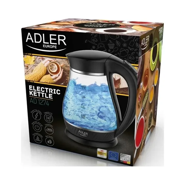 Czajnik szklany 1,7L 2200W Adler AD 1274 black