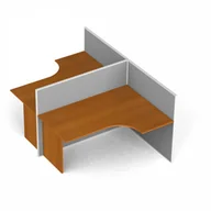Inne meble biurowe - B2B Partner Zestaw parawanów biurowych ze stołem ergonomicznym, tekstylny 2 miejsca, czereśnia 437240 - miniaturka - grafika 1
