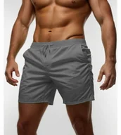 Kąpielówki męskie - Krótkie męskie spodenki plażowe z kieszeniami szare Recea - miniaturka - grafika 1