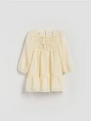 Sukienki i spódniczki dla dziewczynek - Reserved - Sukienka z kwadratowym dekoltem - kremowy - miniaturka - grafika 1