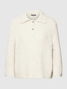 Sweter z dzianiny z wykładanym kołnierzem model ‘Pukle’ - Swetry damskie - miniaturka - grafika 1