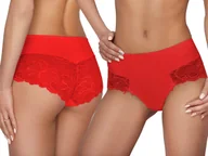 Bielizna nocna - Ewana 084 Wysokie Szorty z Mikrofibry Czerwony XXL - miniaturka - grafika 1