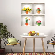 Naklejki na ścianę - Komplet 4 naklejek ściennych 3D Ambiance Prairie Flowers - miniaturka - grafika 1