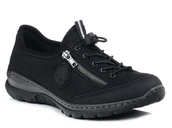 Półbuty damskie - Półbuty damskie sportowe czarne na zamek ekoskóra Rieker L3263-00-36 - miniaturka - grafika 1