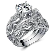 Pierścionki - Srebrny Pierścionek z Dużym Brylantem Modny Stylowy Elegancki Luksusowy - miniaturka - grafika 1