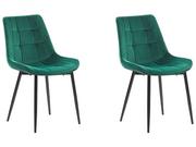 Krzesła - Beliani Zestaw 2 krzeseł do jadalni welurowy zielony MELROSE - miniaturka - grafika 1