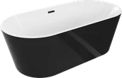 Wanny - Mexen Luna wanna wolnostojąca 170 x 80 cm, biała/czarna, przelew czarny - 52031708075-70 - miniaturka - grafika 1