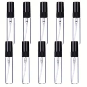 Pozostałe akcesoria kosmetyczne - TEMU Zestaw 10 sztuk butelek z rozpylaczem do perfum ze szkła o pojemności 2 ml / 3 ml / 5 ml z czarnymi dyszami - Bez PVC, mini butelki podróżne na - miniaturka - grafika 1