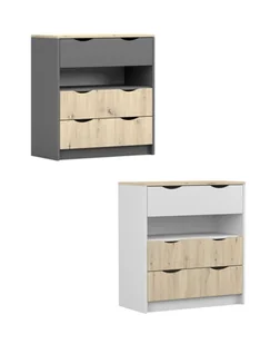 Komoda Joy 3S z 3 szufladami i półką, pokój dziecięcy, dwa kolory do wyboru szary, biały + dąb artisan - Krzesełka i taborety dla dzieci - miniaturka - grafika 1