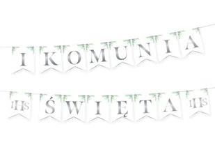 Baner I Komunia Święta z eukaliptusem - 240 cm - 1 szt. - Dekoracje sali - miniaturka - grafika 1