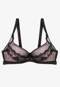 Biustonosze - Szaro-Różowy Koronkowy Biustonosz Push Up Maddea - miniaturka - grafika 1