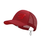 Czapki i chusty sportowe męskie - COMPRESSPORT Czapka biegowa z daszkiem RACING TRUCKER CAP samba red - miniaturka - grafika 1
