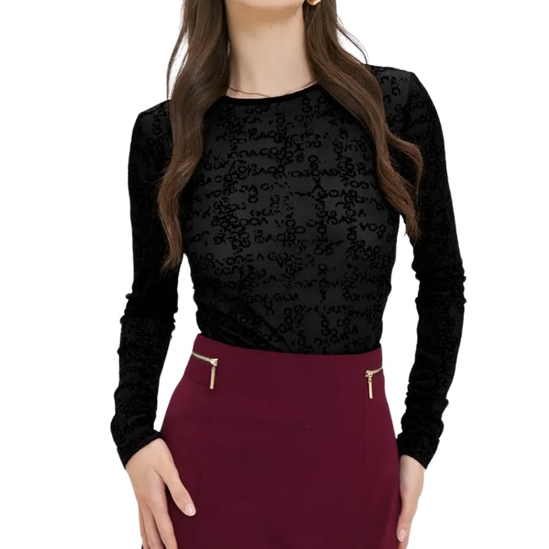 Goa Goa dolcevita girocollo in tulle con logo modello Sandra colore czarny