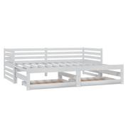 Łóżka - Łóżko wysuwane, lite drewno sosnowe, białe, VidaXL, 2x90x200 cm - miniaturka - grafika 1