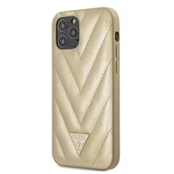Etui i futerały do telefonów - Guess GUHCP12MPUVQTMLBE iPhone 12/12 Pro 6,1" złoty/gold hardcase V-Quilted Collection - miniaturka - grafika 1