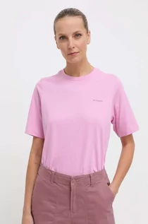 Koszulki sportowe damskie - Columbia t-shirt bawełniany damski kolor różowy - grafika 1