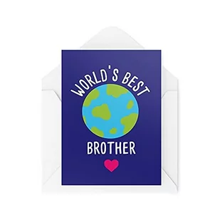 Tongue in Peach Kartka urodzinowa dla brata 'World's Best Brother' dla niego urodziny rodzeństwo nowość prezent od siostry najlepszego przyjaciela braci CBH563 TIP_CARDS_CBH563 - Kartki okolicznościowe i zaproszenia - miniaturka - grafika 1