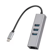 Huby USB - Hub USB-C 3x 3.0 Ethernet Rozgałęźnik portów - miniaturka - grafika 1