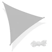 Parasole ogrodowe - Żagiel przeciwsłoneczny 3x3x3m trójkątny z tkaniny wodoodpornej szary SN1043 - miniaturka - grafika 1