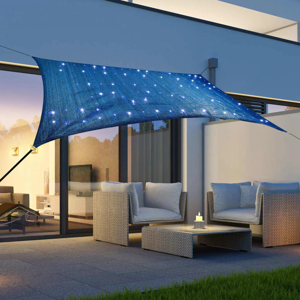 vidaXL HI Lumarko Żagiel przeciwsłoneczny z 100 LED, jasnoniebieski, 2x3 m! 435328