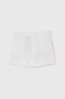 Spodnie i spodenki dla chłopców - United Colors of Benetton szorty bawełniane dziecięce kolor biały regulowana talia - grafika 1
