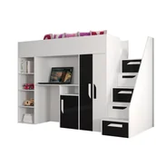 Łóżka dla dzieci i młodzieży - Abiks Łóżko piętrowe Antresola PARTY 14 biały + czarny - miniaturka - grafika 1